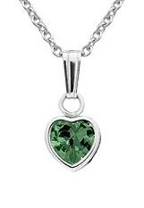 captivating teeny-tiny silver heart May birthstone baby necklace